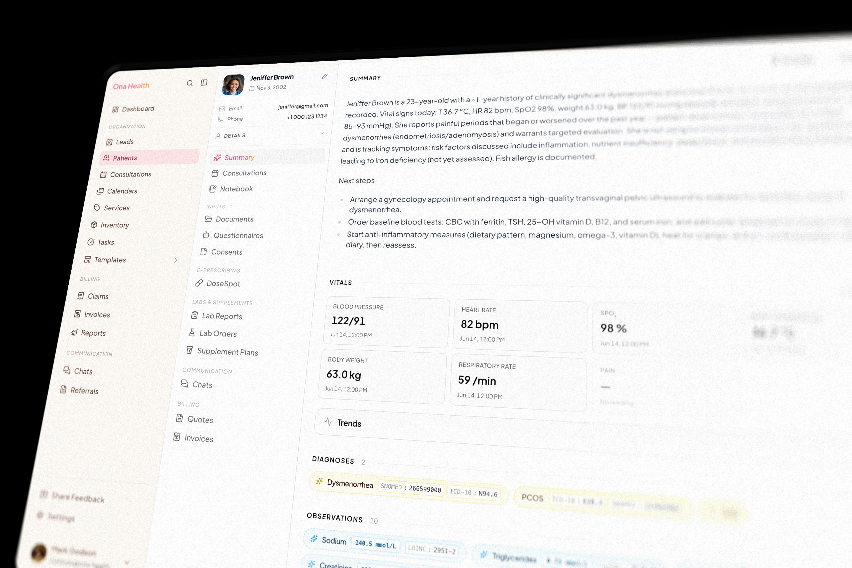 Ona Health app preview
